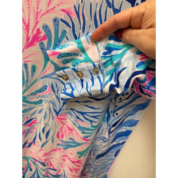 Lilly Pulitzer Monogram DMB Womens Small Printed Shift Dress W/ Gold Buttons 3/4 - Picture 5 of 6